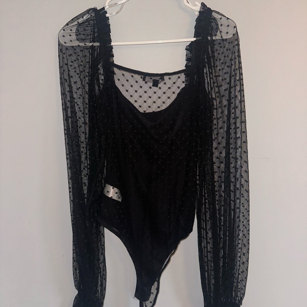 Women’s black bodysuit from Lulus.